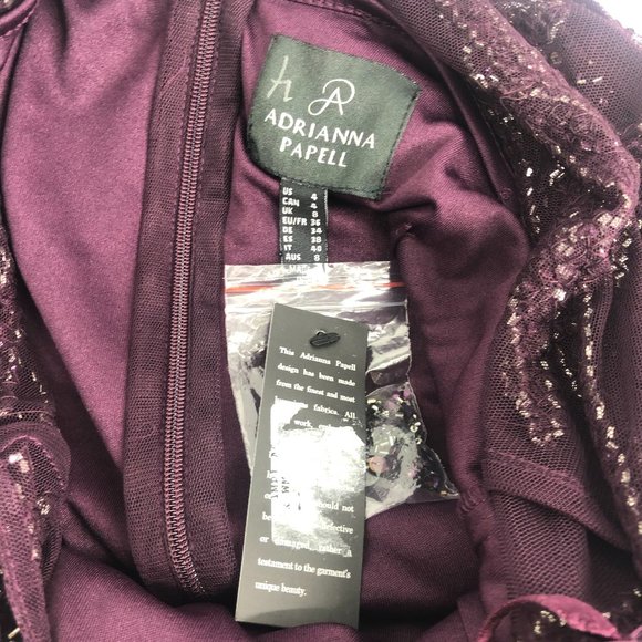 Adrianna Papell Purple Sequin Cocktail Dress 4 - Picture 3 of 8